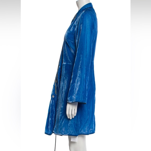 NWT RIXO London RARE Blue Iris silver gold sequin Embellished Velvet Wrap Dress - Picture 5 of 13